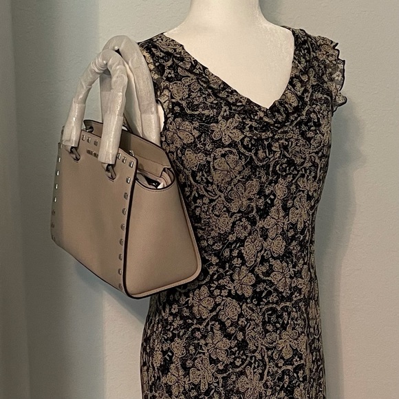 Selma Stud Satchel w/Shoulder Strap, Cement Color, Michael Kors size Medium - Picture 11 of 14